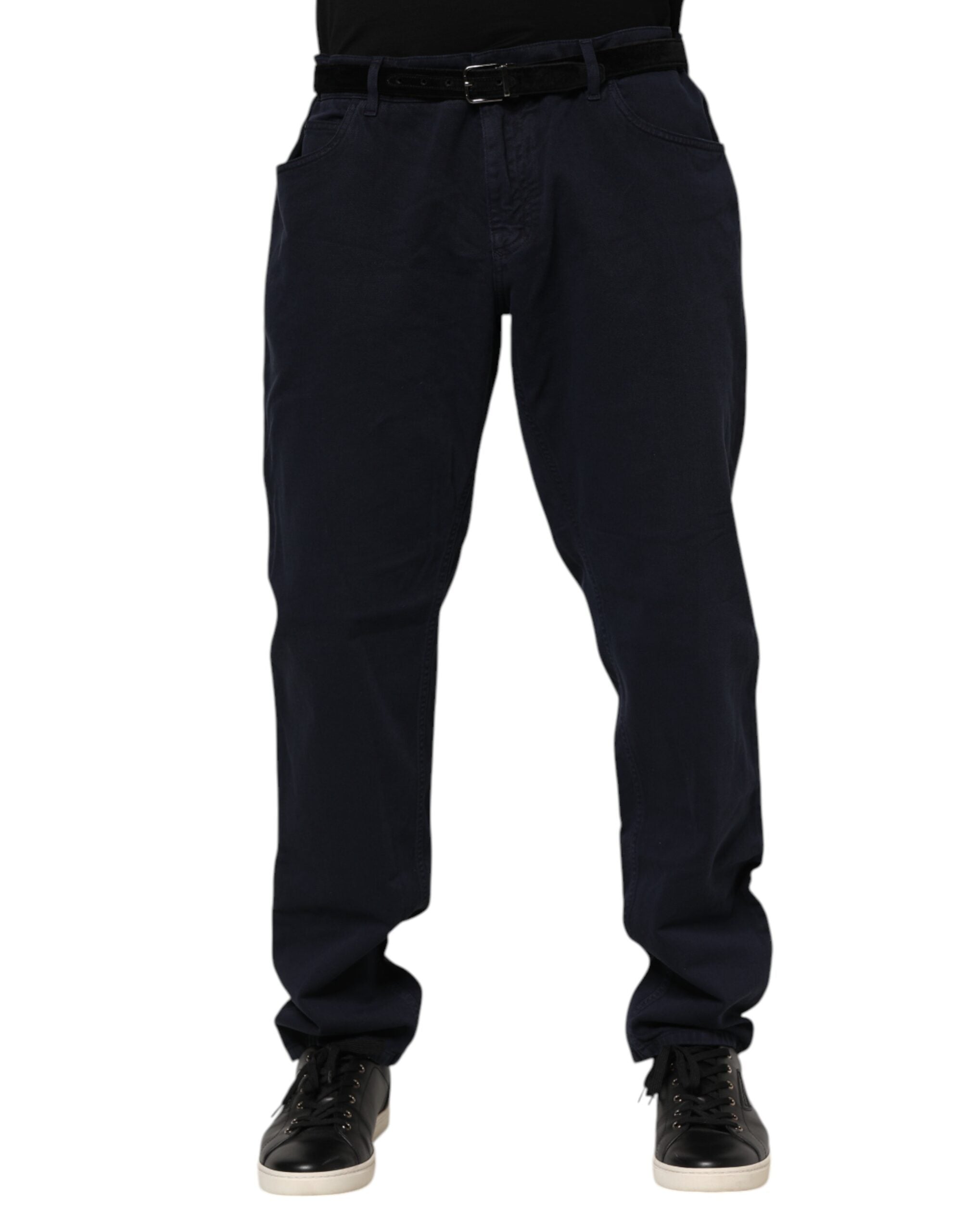 Black Cotton Tapered Denim Jeans