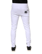 White Cotton Drawstring Jogger Pants