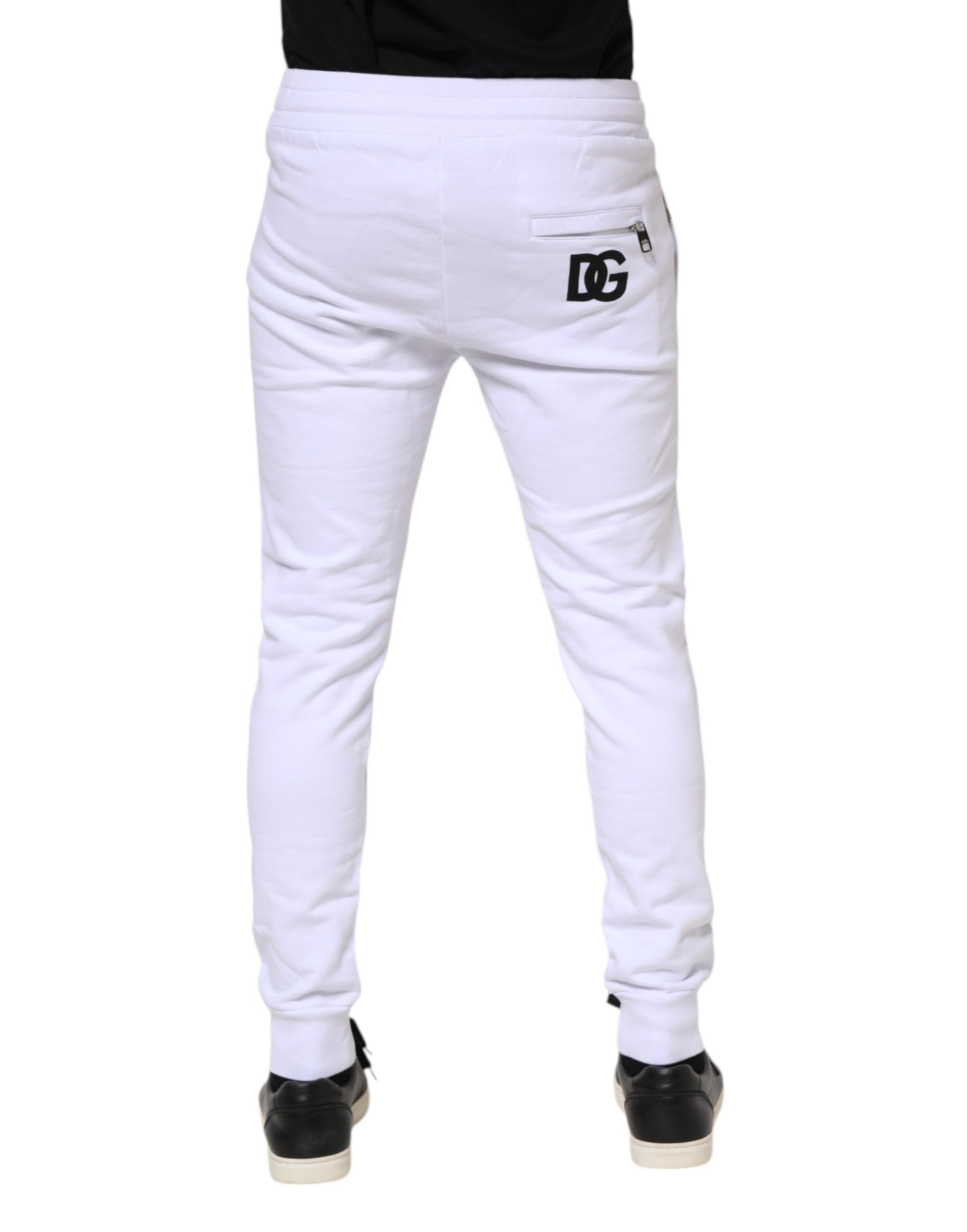 White Cotton Drawstring Jogger Pants