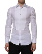 White Bib Cotton Poplin GOLD Formal Shirt