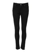 Black Cotton Skinny Mid Waist Denim Jeans