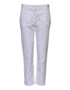 White Cotton Stretch Mid Waist Jeans