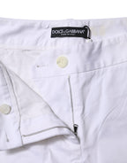 White Cotton Stretch Mid Waist Jeans