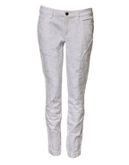 White Cotton Mid Waisted Women Denim Jeans