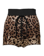 Brown Leopard High Waist Hot Pants Shorts
