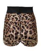 Brown Leopard High Waist Hot Pants Shorts