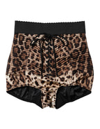 Brown Leopard High Waist Hot Pants Shorts