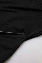 Black Cotton Short Sleeves Round Neck T-shirt