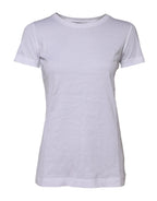 White Cotton Short Sleeves Round Neck T-shirt