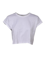 White Cotton Short Sleeves Cropped T-shirt