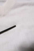 White Cashmere Logo V-neck Pullover Sweater