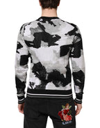 Multicolor Silk Camouflage Pullover Sweater