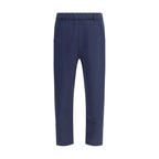 Blue Polyester Casual Pants