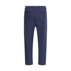 Blue Polyester Casual Pants