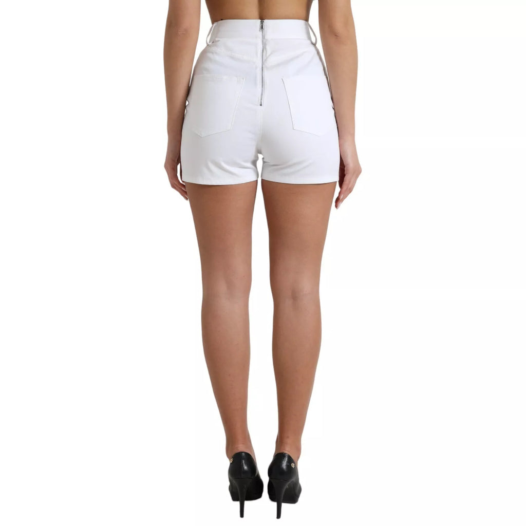 White Front Lace High Waist Hot Pants Shorts