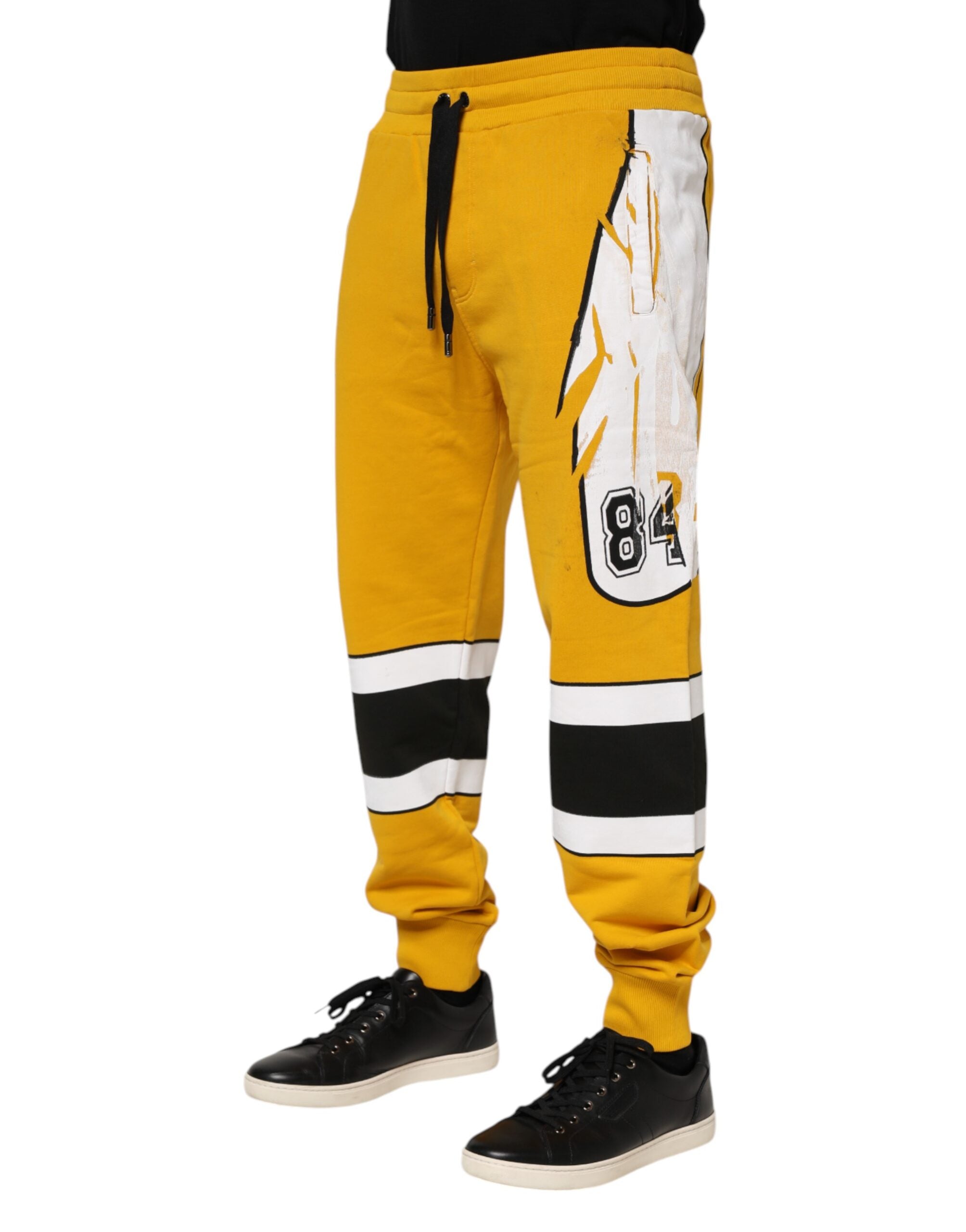 Yellow Cotton Printed Sweatpants Jogger Pants