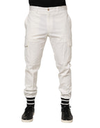 White Cotton Jogger Cargo Skinny Men Pants