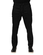 Black Striped Wool Men Jogger Pants