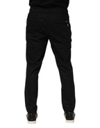 Black Striped Wool Men Jogger Pants