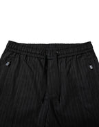 Black Striped Wool Men Jogger Pants