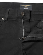 Black Tattered White Lining Skinny Denim Jeans