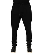 Black Viscose Skinny Logo Men Jogger Pants