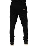 Black Viscose Skinny Logo Men Jogger Pants