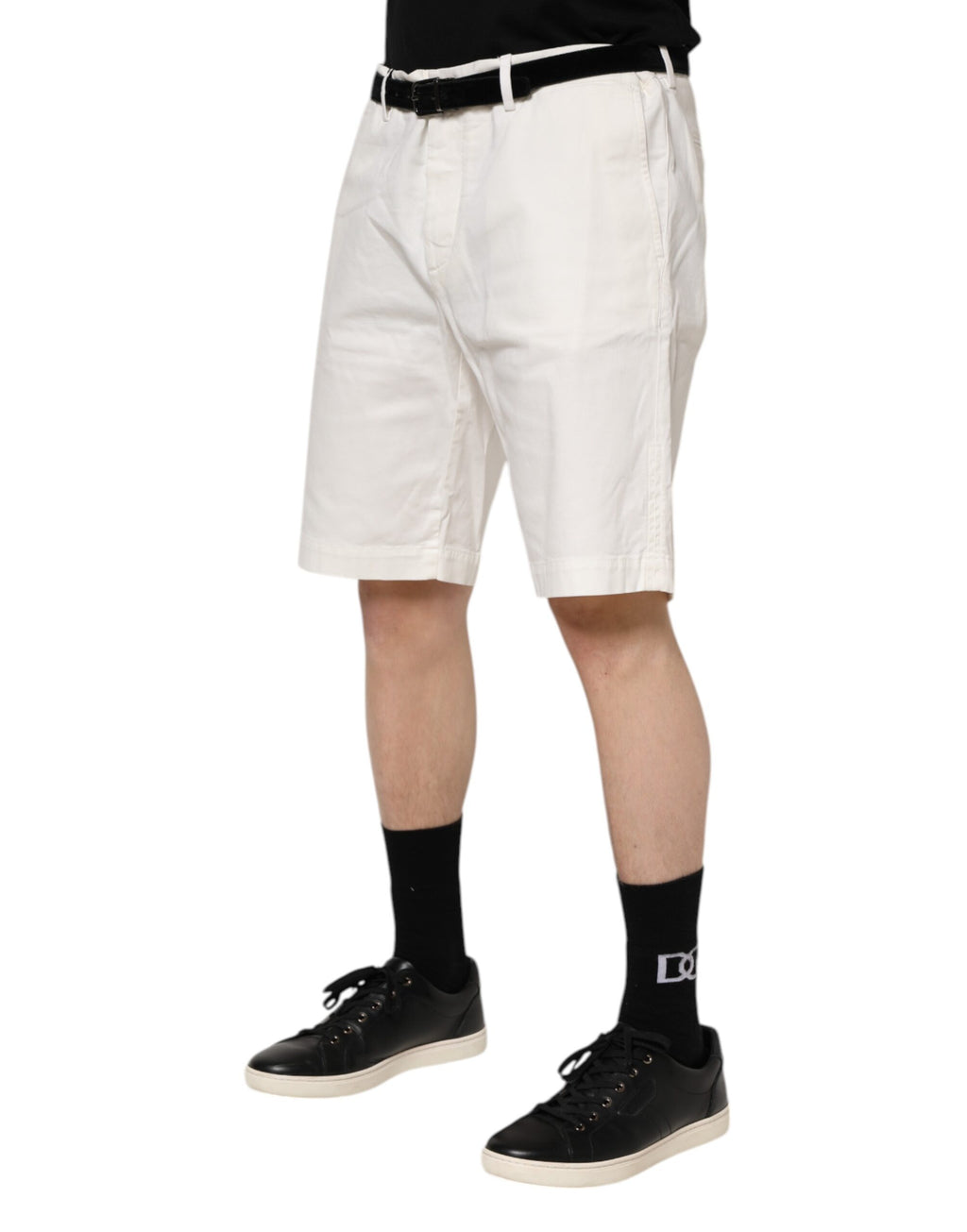 White Chinos Cotton Stretch Men Casual Shorts