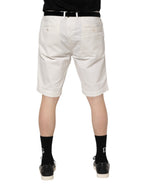 White Chinos Cotton Stretch Men Casual Shorts