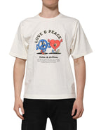White Love Peace Cotton Men Crew Neck T-shirt