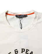 White Love Peace Cotton Men Crew Neck T-shirt