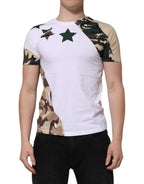 White Camouflage Cotton Men Crew Neck T-shirt