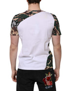 White Camouflage Cotton Men Crew Neck T-shirt