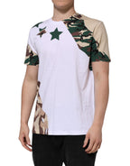 White Camouflage Cotton Men Crew Neck T-shirt