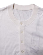 White Silk Short Sleeves Men Henley T-shirt