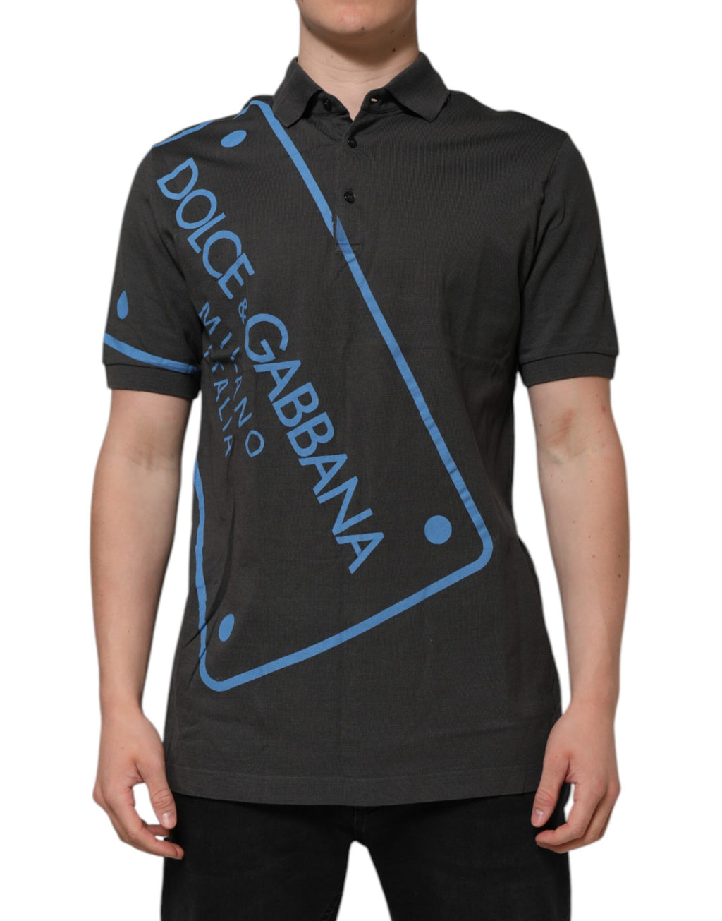 Dark Gray Short Sleeve Collared Polo T-shirt