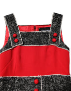 Red Wool Sleeveless A-line Flared Mini Dress
