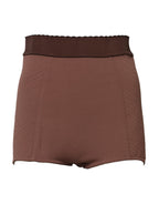 Brown Viscose High Waisted Hot Pants Shorts