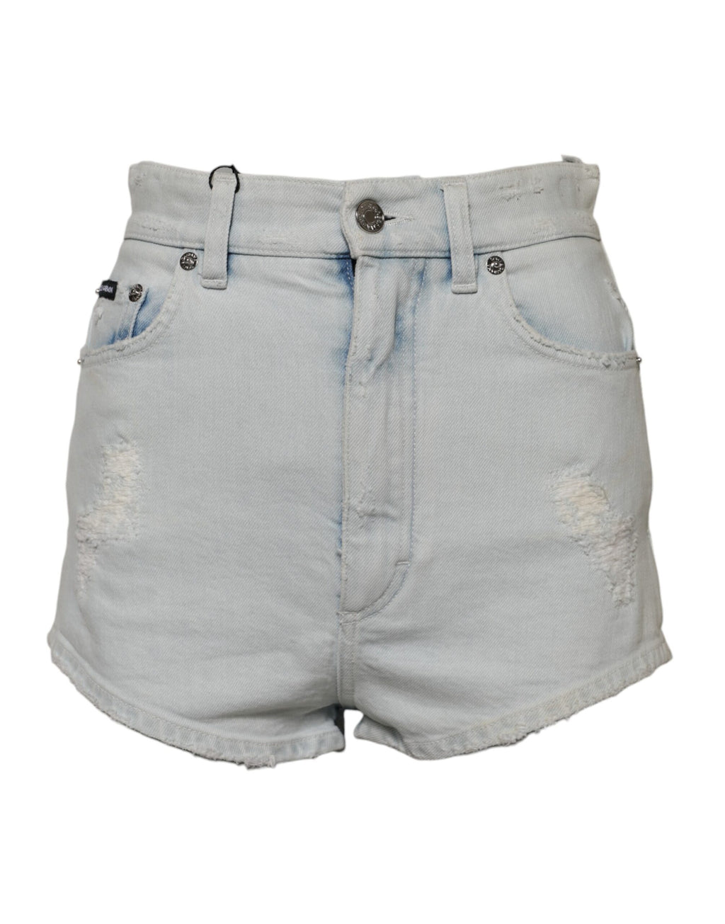 Light Blue Washed Denim Cotton Hot Pants Shorts