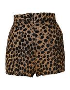 Brown Leopard High Waisted Hot Pants Shorts