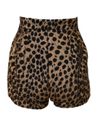 Brown Leopard High Waisted Hot Pants Shorts