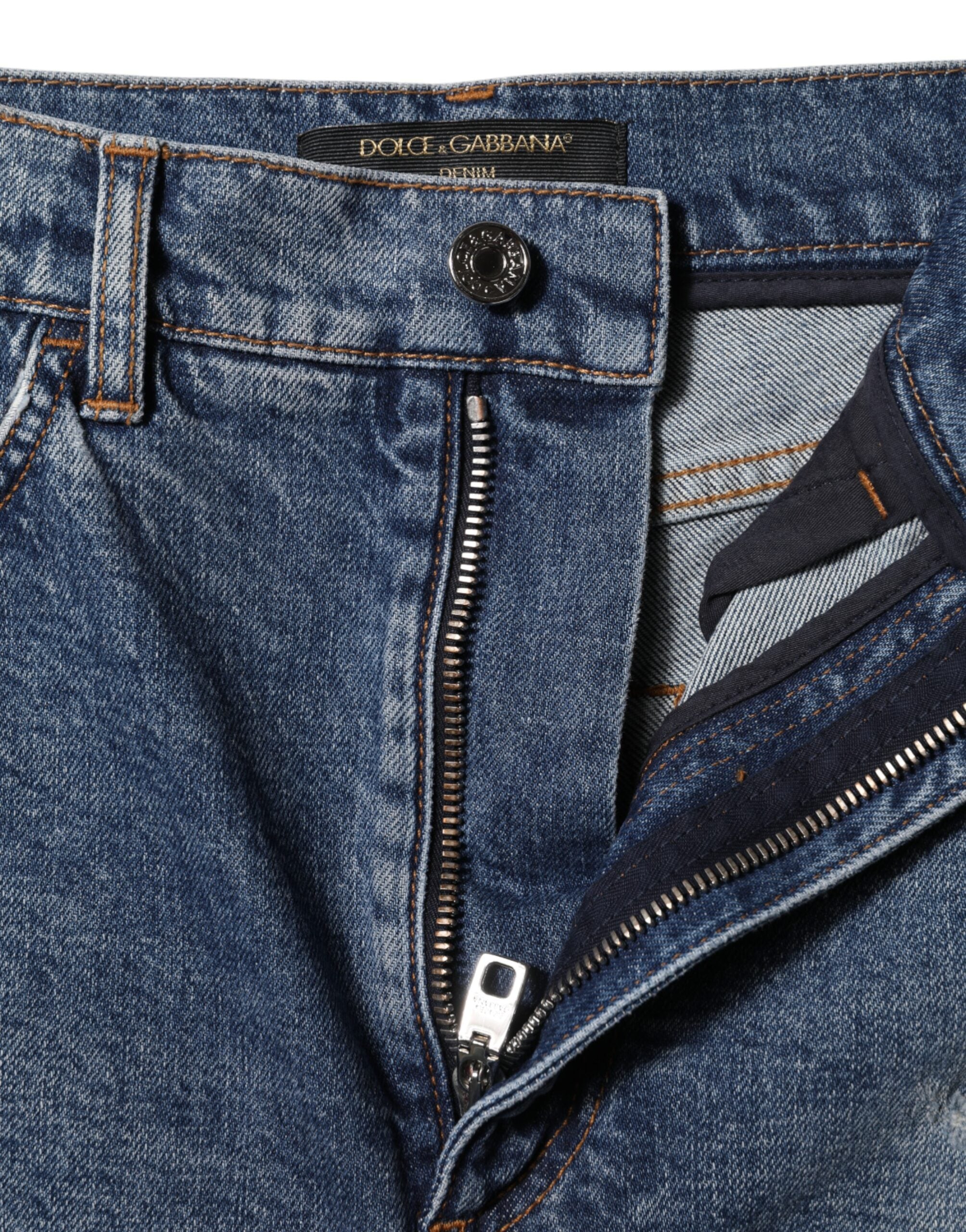 Blue Tattered Denim Cotton Hot Pants Shorts