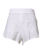 White Linen High Waisted Hot Pants Shorts