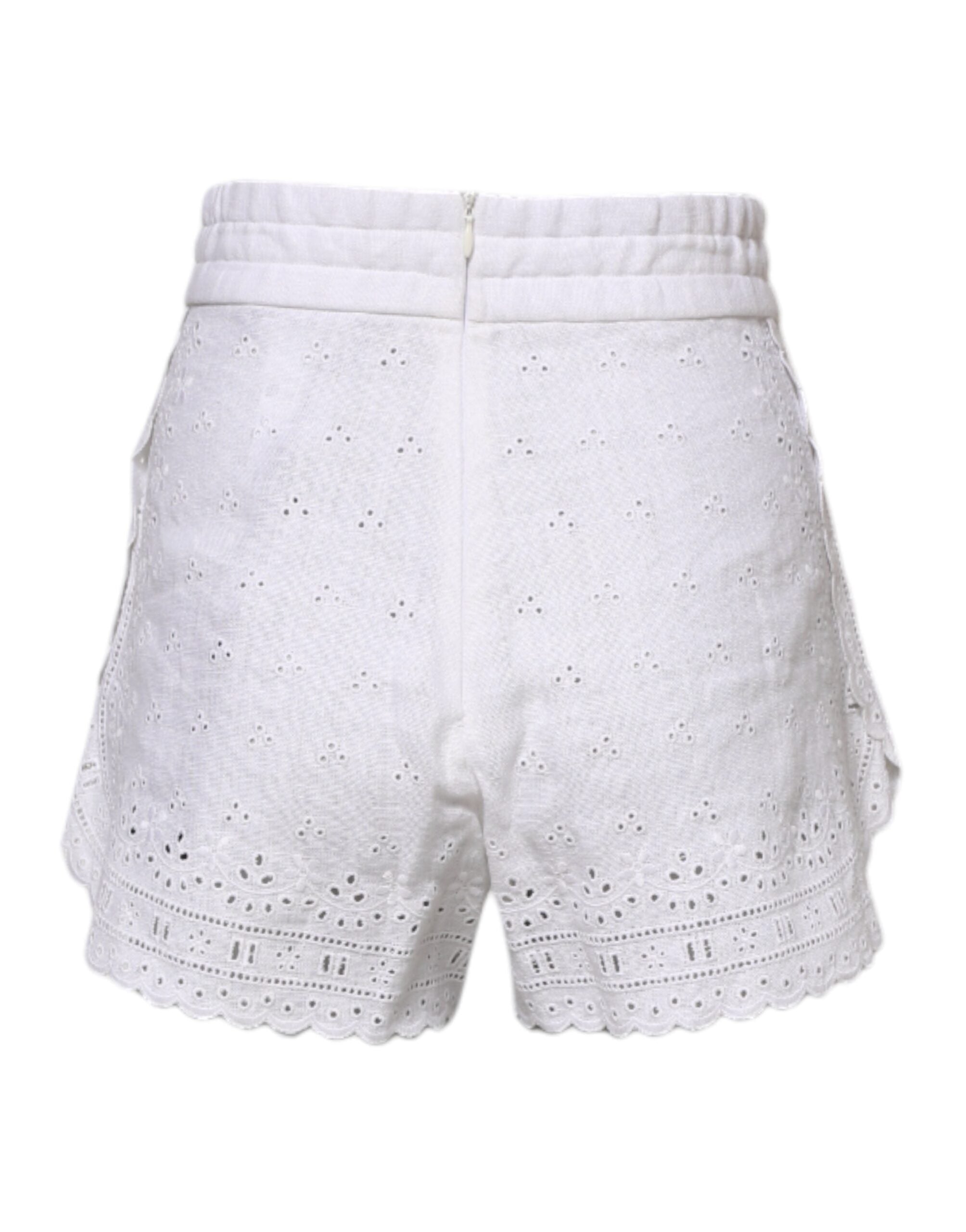 White Linen High Waisted Hot Pants Shorts