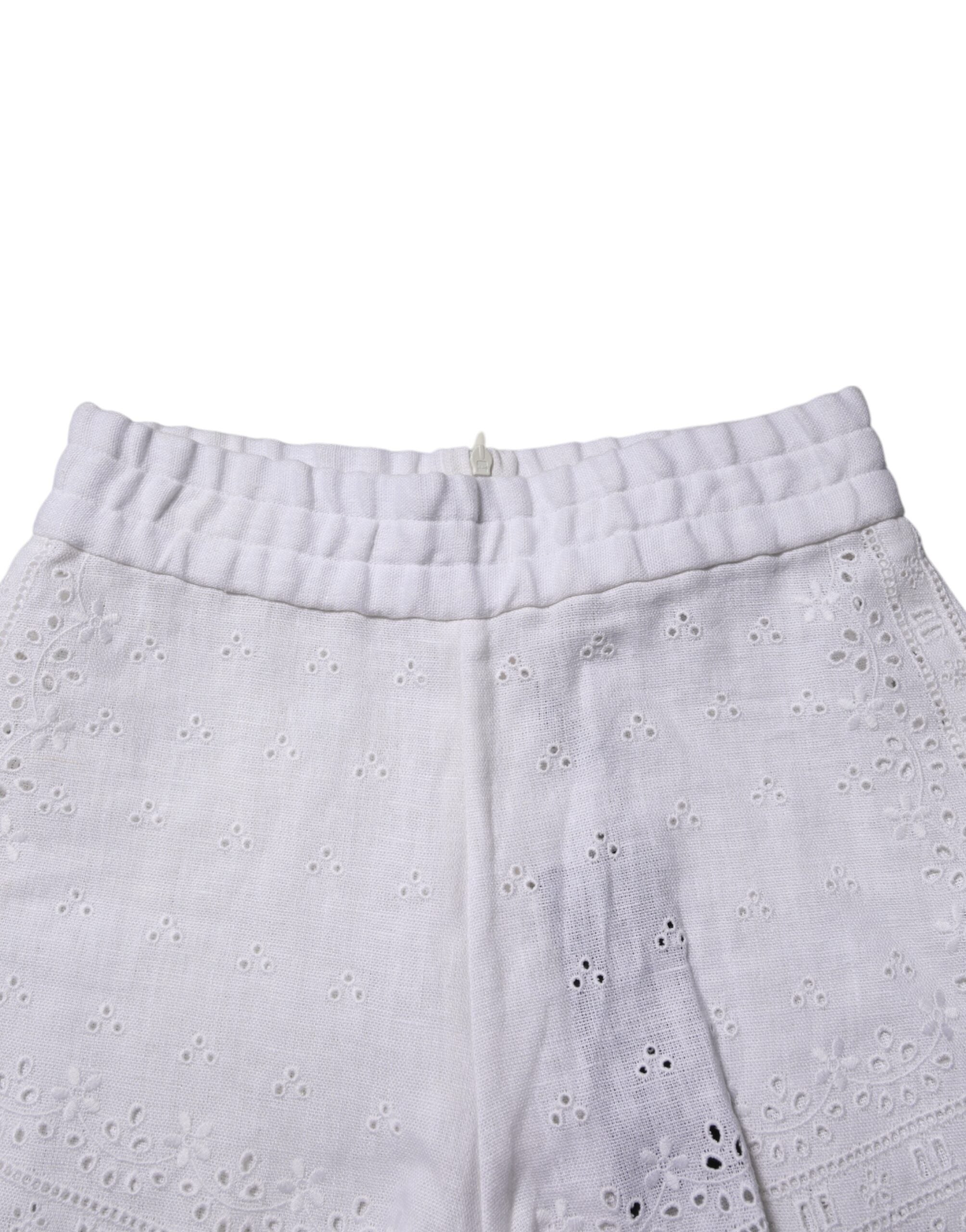 White Linen High Waisted Hot Pants Shorts