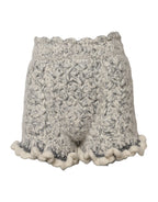 Metallic Bouclé Knit Cashmere Ruffled Shorts