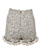 Metallic Bouclé Knit Cashmere Ruffled Shorts