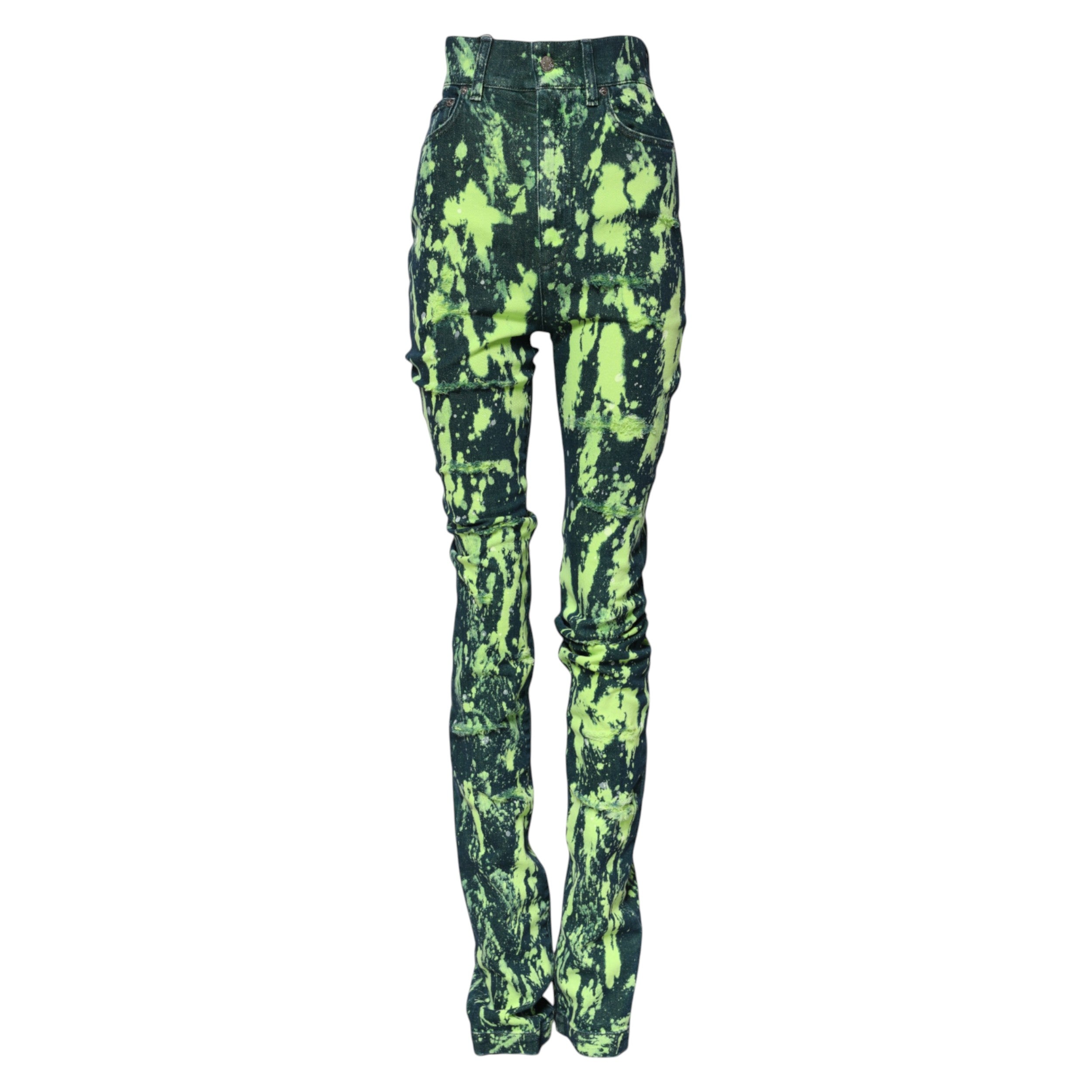 Green Color Splash High Waist Denim Jeans