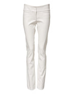 White Polyurethane High Waist Tapered Pants