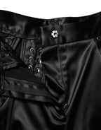 Black Lace Details High Waist Skinny Pants